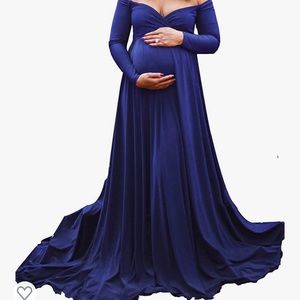 Saslax Maternity Off Shoulders Half Circle Gown for Baby Shower